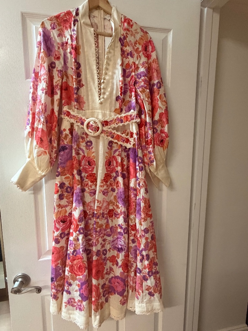 NWT Zimmermann Raie Midi Dress Purple Red Floral | Size 6us - Picture 1 of 12